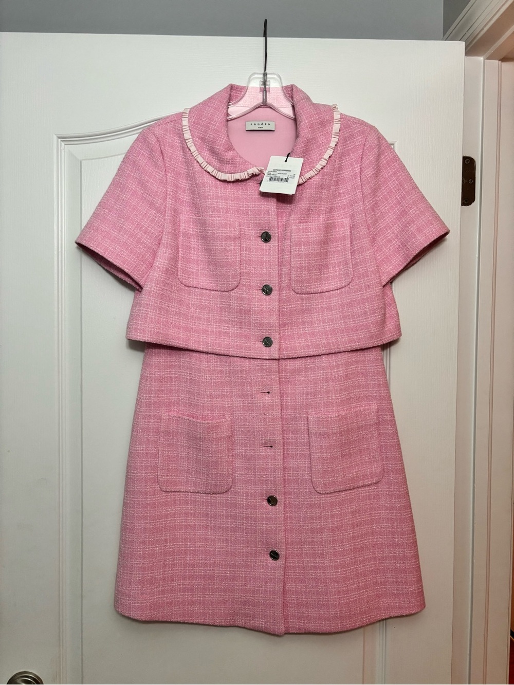 NEVER WORN Sandro Pink Tweed Two-Piece Dress Set